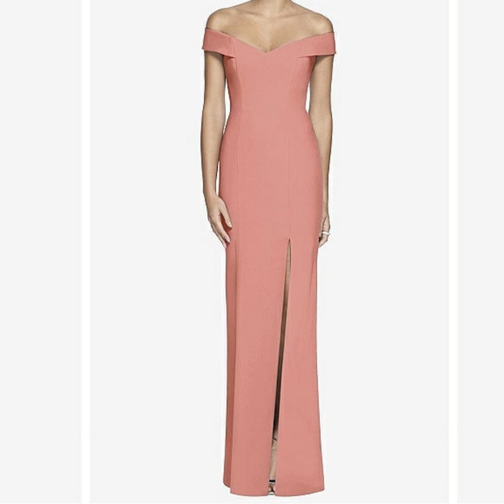 Dessy collective crepe off shoulder bridesmaid dress 10 jj - Picture 1 of 7